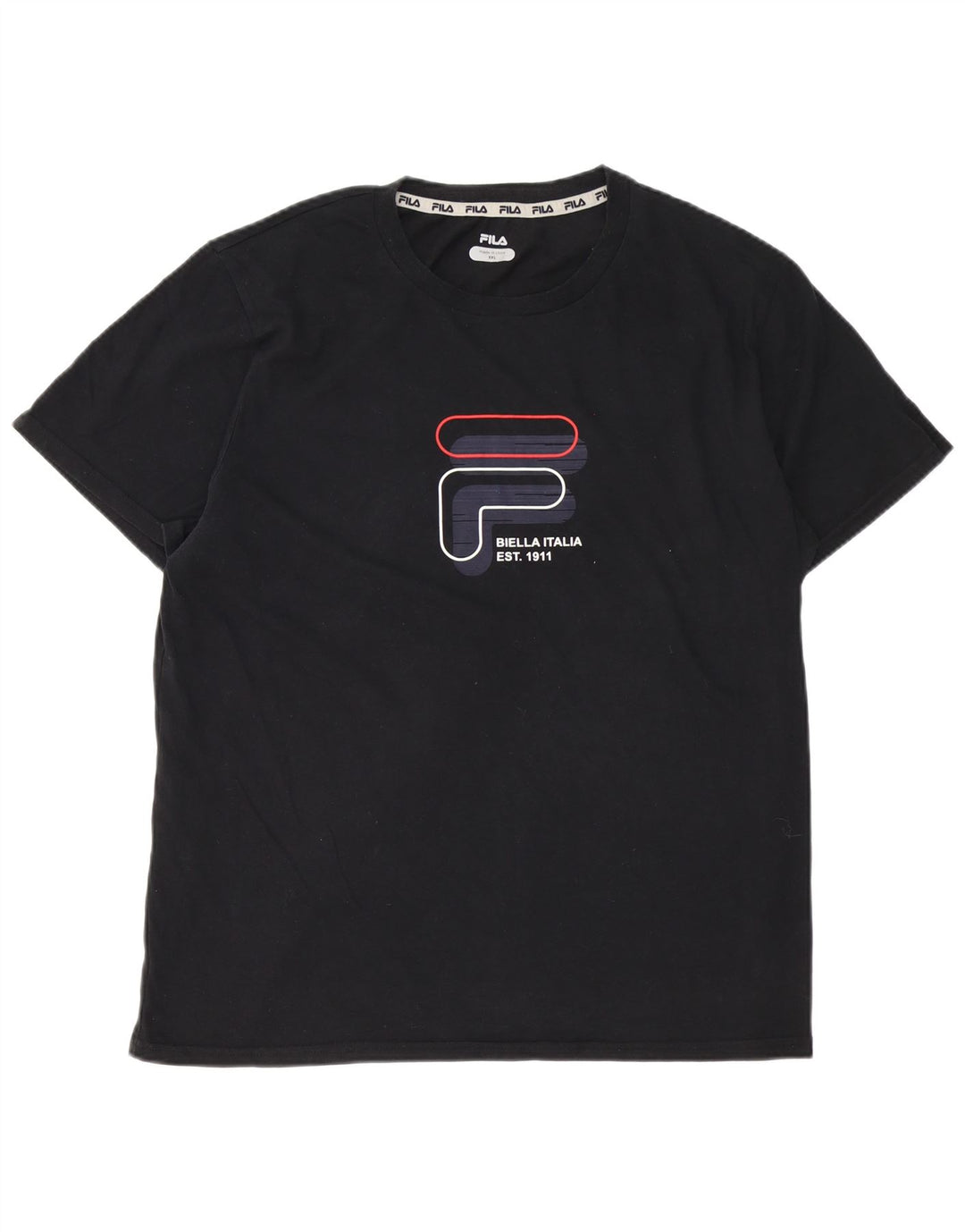 FILA Mens Graphic T-Shirt Top 2XL Black Cotton