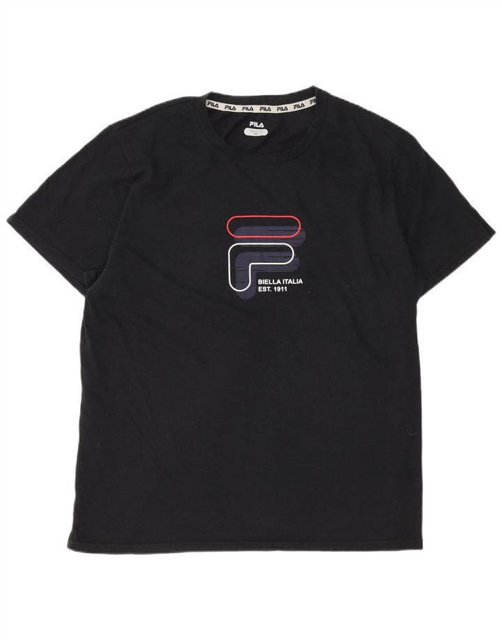 FILA Mens Graphic T-Shirt Top 2XL Black Cotton