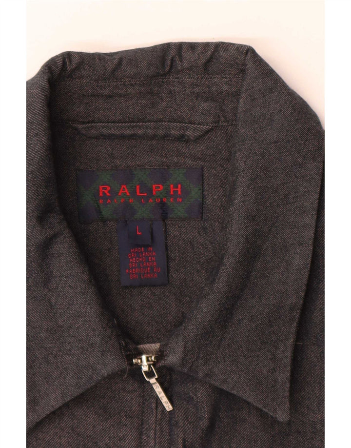 Ralph Lauren Womens Bomber Jacket UK 14 Large Grey Cotton
