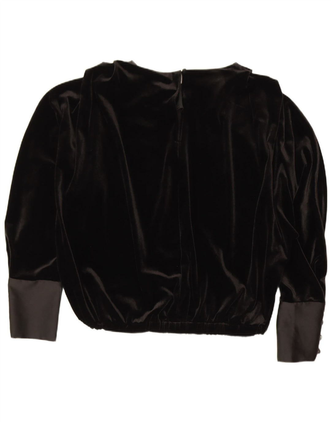Zara Womens Oversized Long Sleeve Velvet Blouse Top UK 14 Medium Black