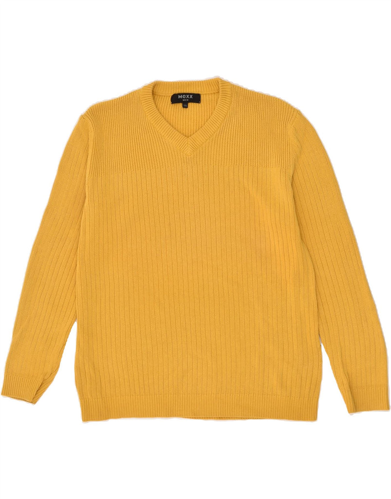 MEXX Mens V-Neck Jumper Sweater 2XL Yellow Cotton | Vintage Mexx | Thrift | Second-Hand Mexx | Used Clothing | Messina Hembry 