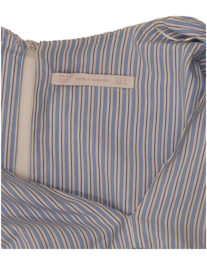 ZARA Womens 3/4 Sleeve Playsuit UK 10 Small Blue Striped