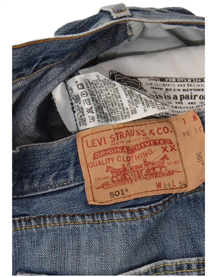 Levi's Mens 501 Distressed Straight Jeans W31 L31 Blue Cotton
