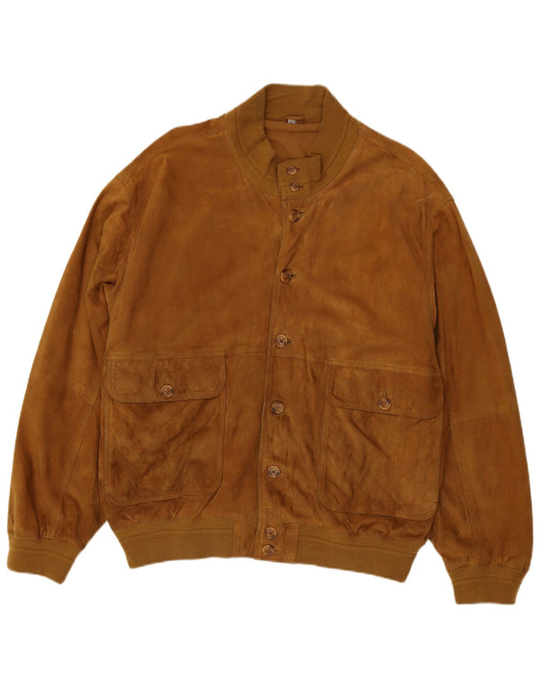 Luca D'altieri Mens Suede Bomber Jacket IT 56 3XL Brown Leather