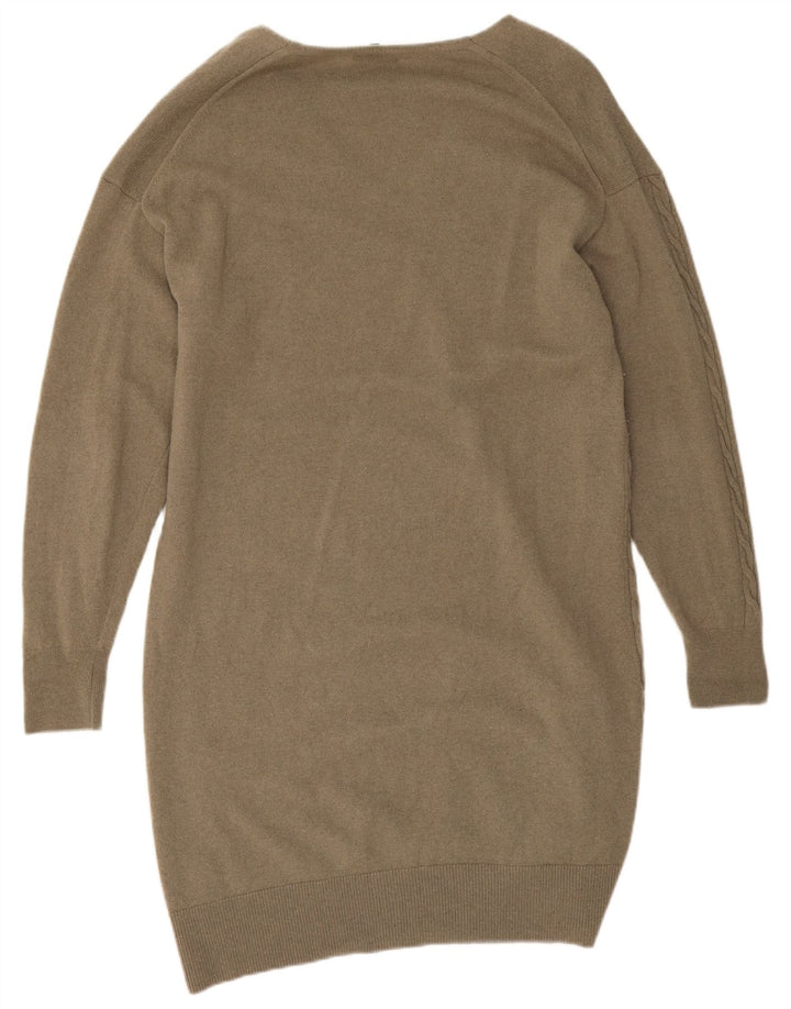 Massimo Dutti Womens Long Sleeve Jumper Dress UK 14 Medium Khaki Wool