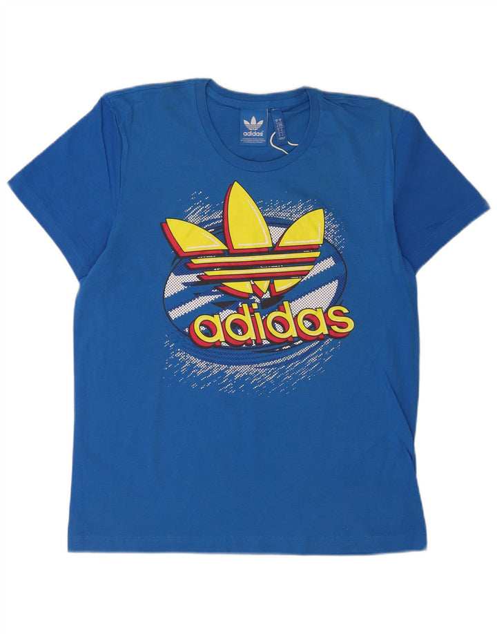 Adidas Mens Graphic T-Shirt Top Medium Blue Cotton
