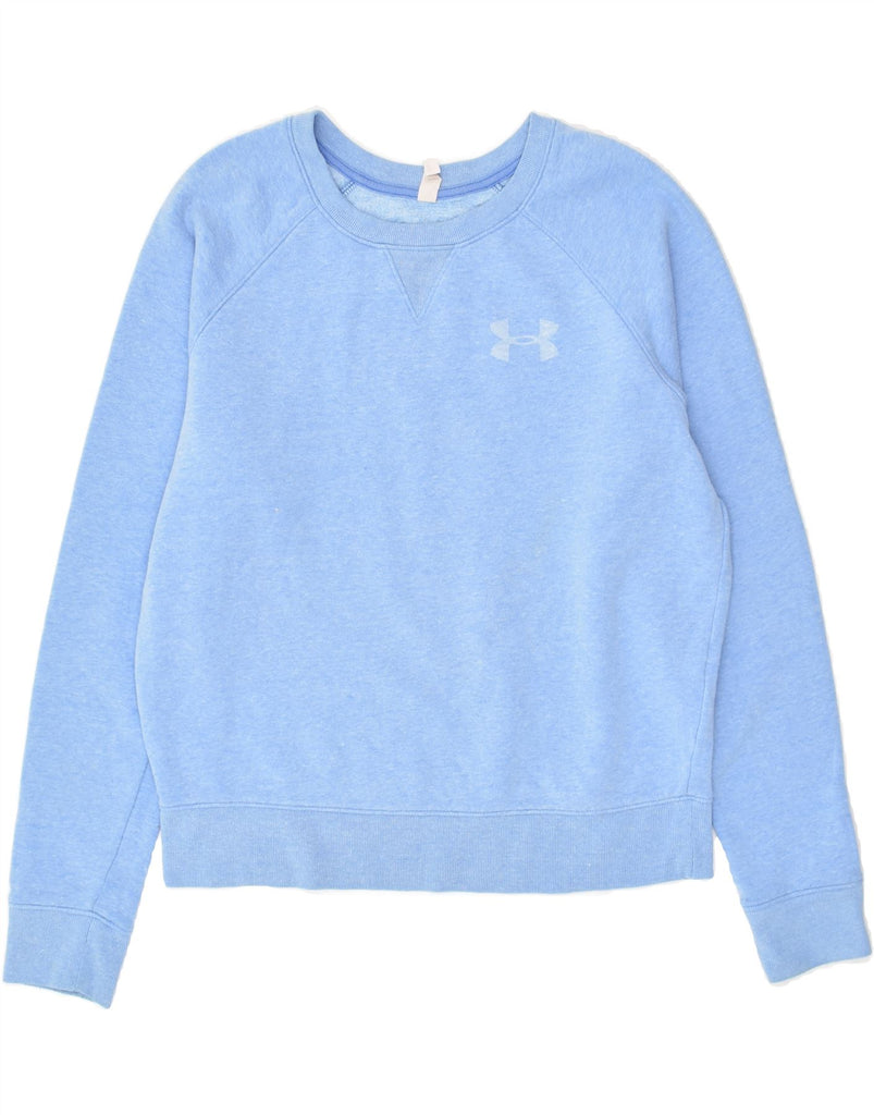 UNDER ARMOUR Womens Graphic Sweatshirt Jumper UK 10 Small Blue | Vintage Under Armour | Thrift | Second-Hand Under Armour | Used Clothing | Messina Hembry 