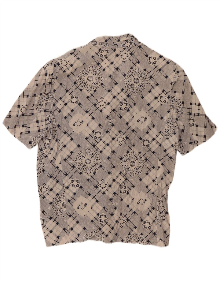 Vintage Womens Short Sleeve Shirt UK 16 Large Grey Geometric