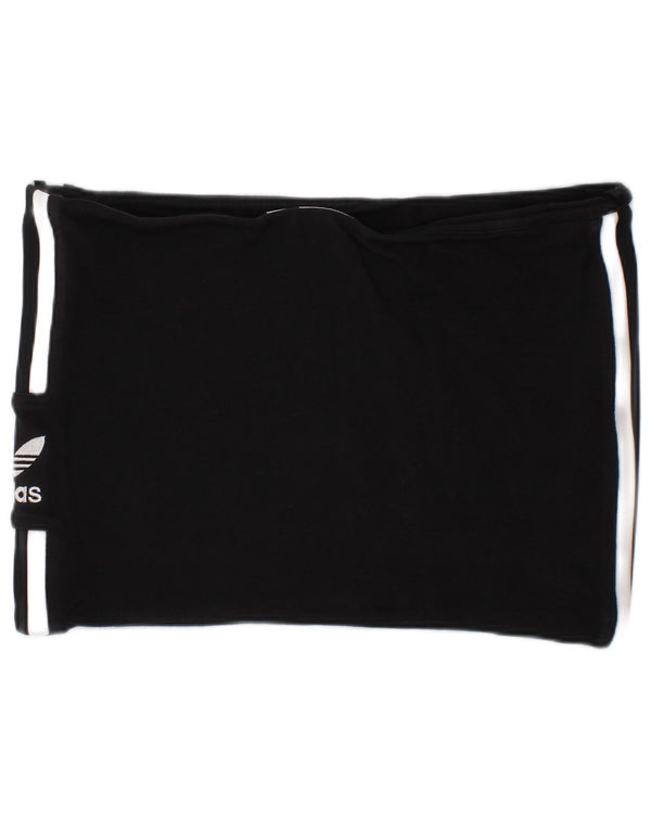 Adidas Womens Crop Top UK 10 Small Black Striped Cotton