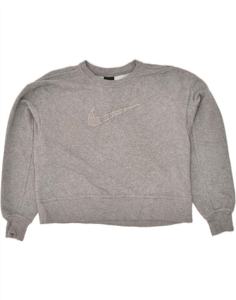 NIKE Womens Oversized Sweatshirt Jumper UK 6 XS Grey Cotton | Vintage Nike | Thrift | Second-Hand Nike | Used Clothing | Messina Hembry 