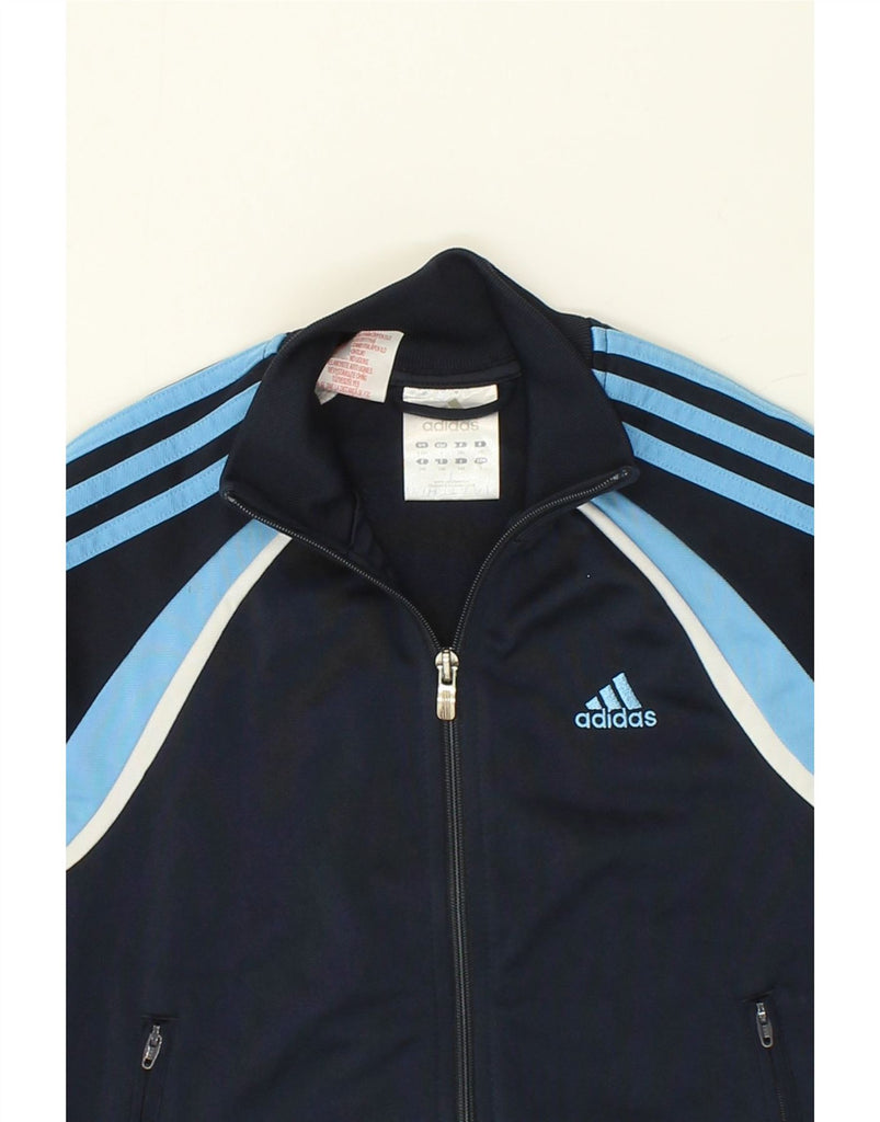 ADIDAS Boys Graphic Tracksuit Top Jacket 9-10 Years Navy Blue Colourblock | Vintage Adidas | Thrift | Second-Hand Adidas | Used Clothing | Messina Hembry 