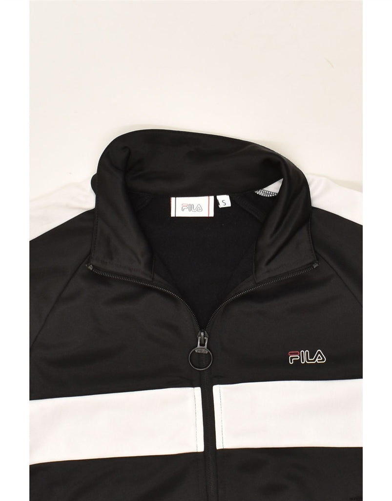 FILA Mens Graphic Tracksuit Top Jacket Small Black Colourblock Polyester | Vintage Fila | Thrift | Second-Hand Fila | Used Clothing | Messina Hembry 