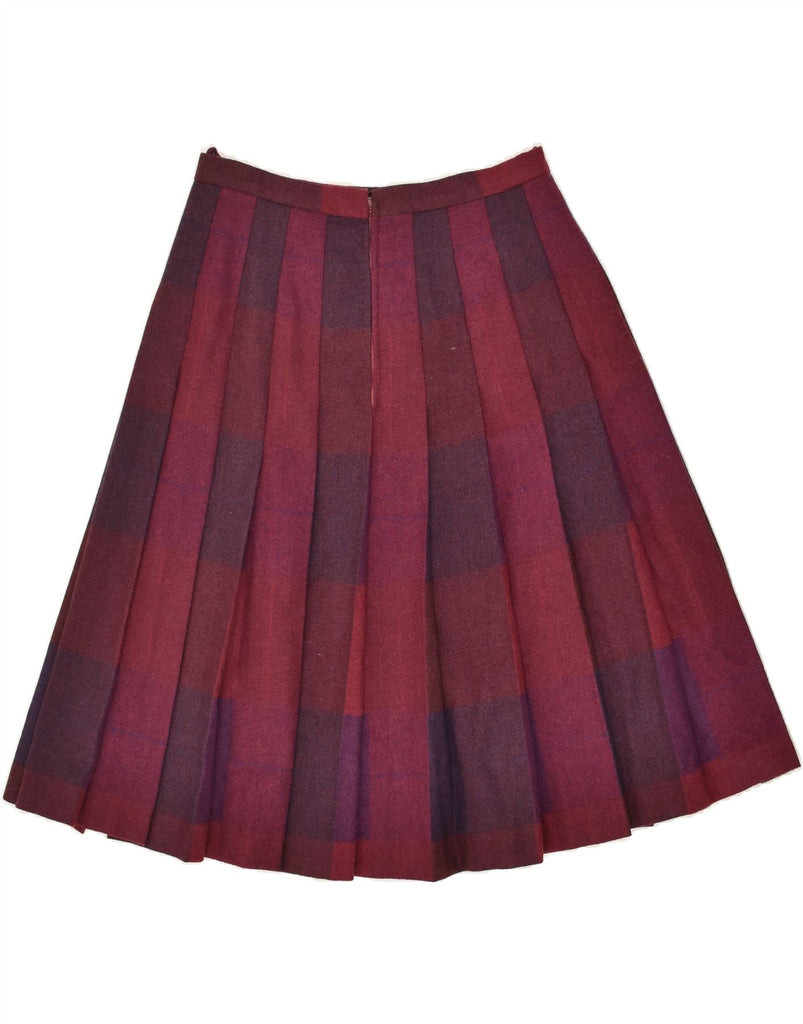 VINTAGE Womens Pleated Skirt W28 Medium Maroon Check | Vintage Vintage | Thrift | Second-Hand Vintage | Used Clothing | Messina Hembry 