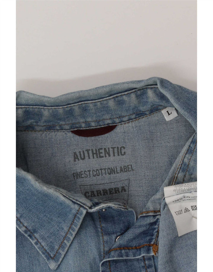 Carrera Mens Denim Shirt Large Blue Cotton