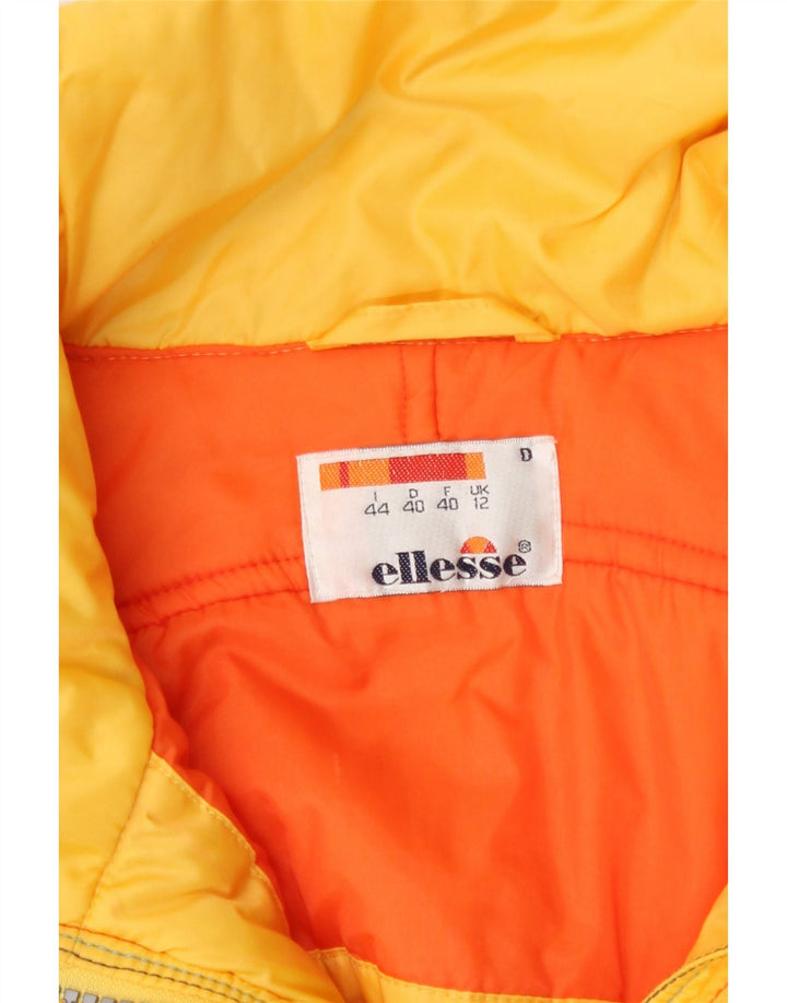 Ellesse Womens Hooded Oversized Ski Jacket UK 12 Medium Yellow Polyamide