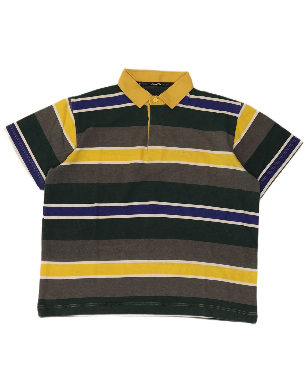 PANATTA Mens Polo Shirt Large Multicoloured Striped Cotton