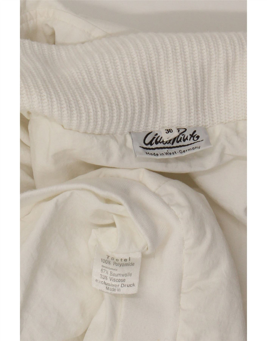 VINTAGE Womens Oversized Windbreaker Coat EU 38 Medium White Polyamide