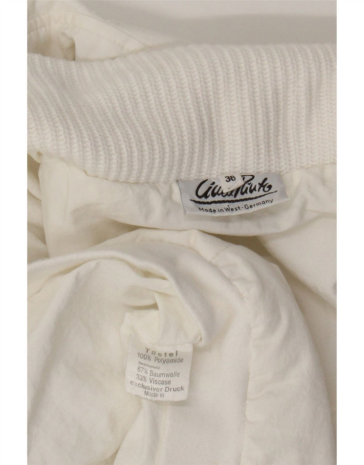 VINTAGE Womens Oversized Windbreaker Coat EU 38 Medium White Polyamide