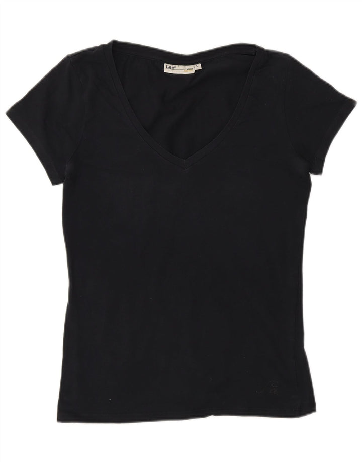 Lee Womens T-Shirt Top UK 14 Large Black