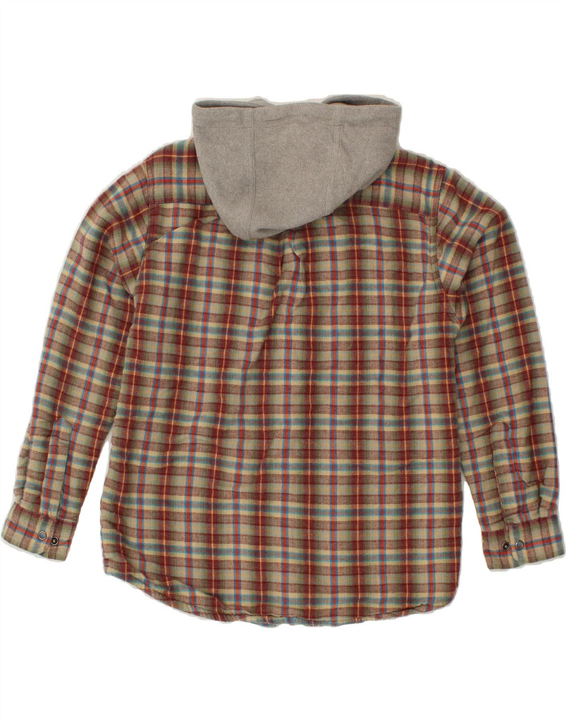 L.L.BEAN Boys Overshirt Hooded Shirt 10-11 Years Medium  Brown Check | Vintage L.L.Bean | Thrift | Second-Hand L.L.Bean | Used Clothing | Messina Hembry 