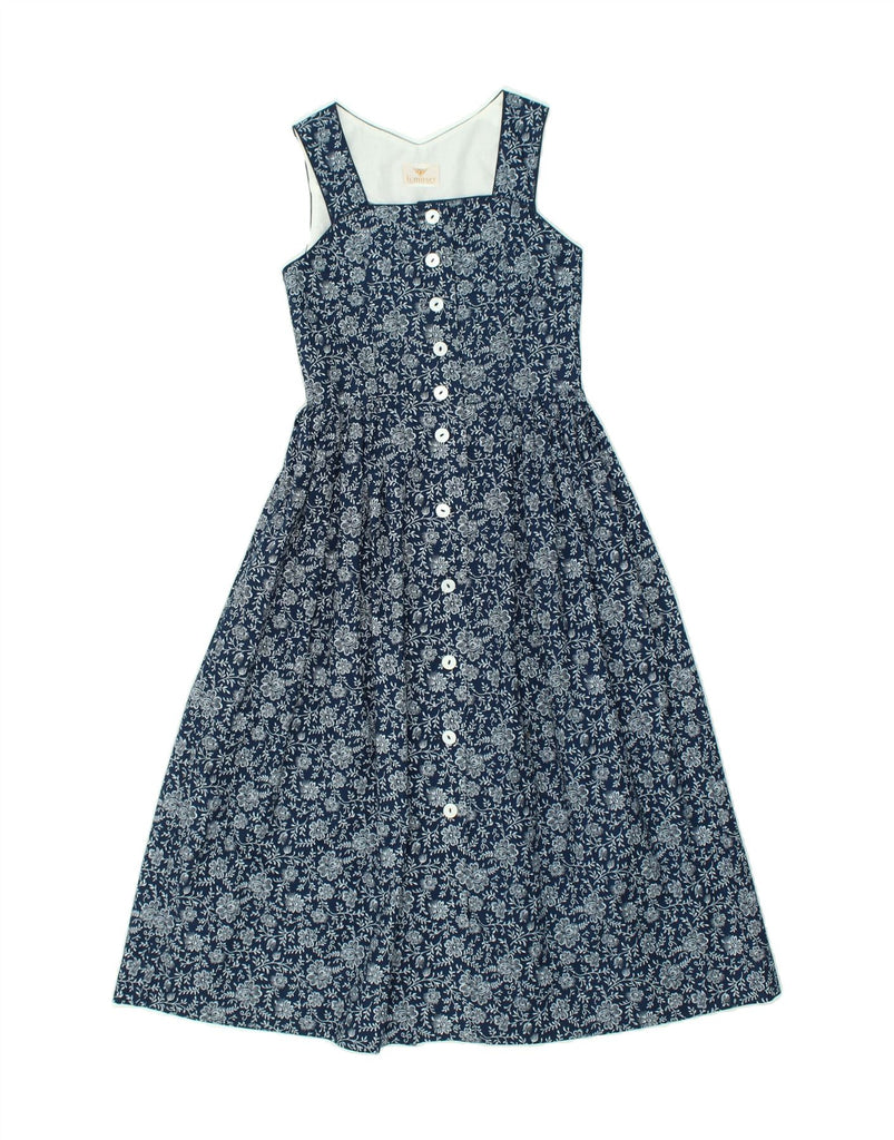 H.MOSER Girls Sleeveless Shirt Dress 9-10 Years Navy Blue Floral Cotton | Vintage H.MOSER | Thrift | Second-Hand H.MOSER | Used Clothing | Messina Hembry 