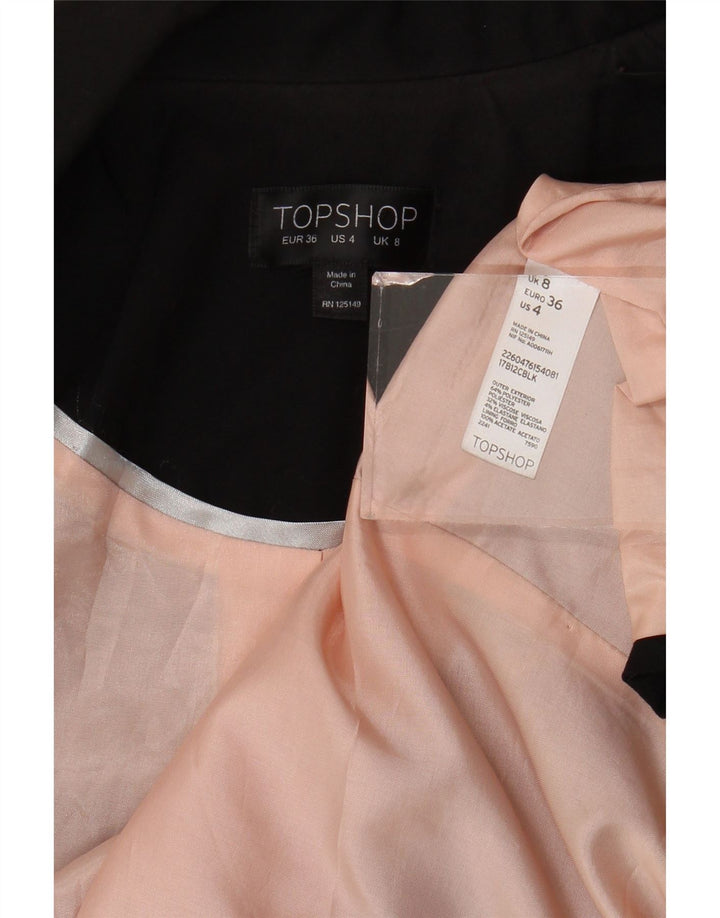 Topshop Womens Open Blazer Jacket UK 8 Small Black Polyester