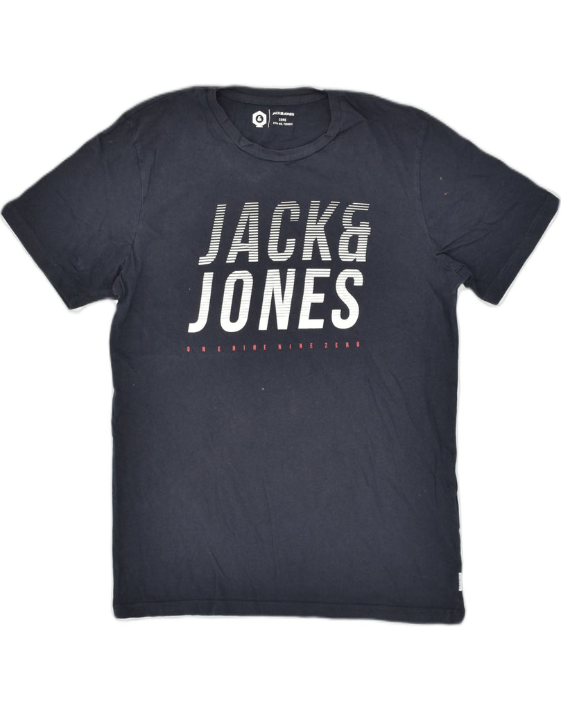 JACK & JONES Mens Slim Graphic T-Shirt Top Large Navy Blue Cotton | Vintage Jack & Jones | Thrift | Second-Hand Jack & Jones | Used Clothing | Messina Hembry 