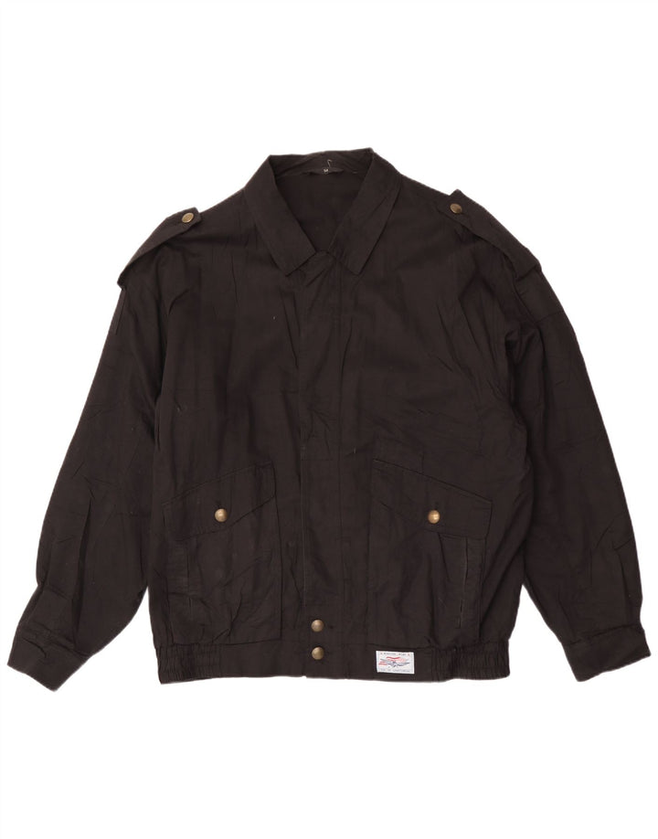 C & A Mens Military Bomber Jacket EU 54 2XL Black Cotton