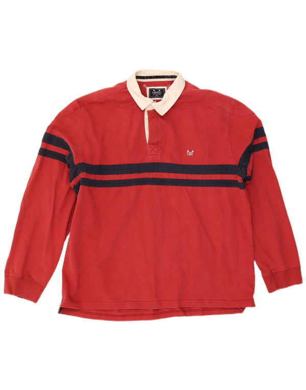 Crew Clothing Mens Long Sleeve Rugby Polo Shirt 2XL Red Colourblock Cotton