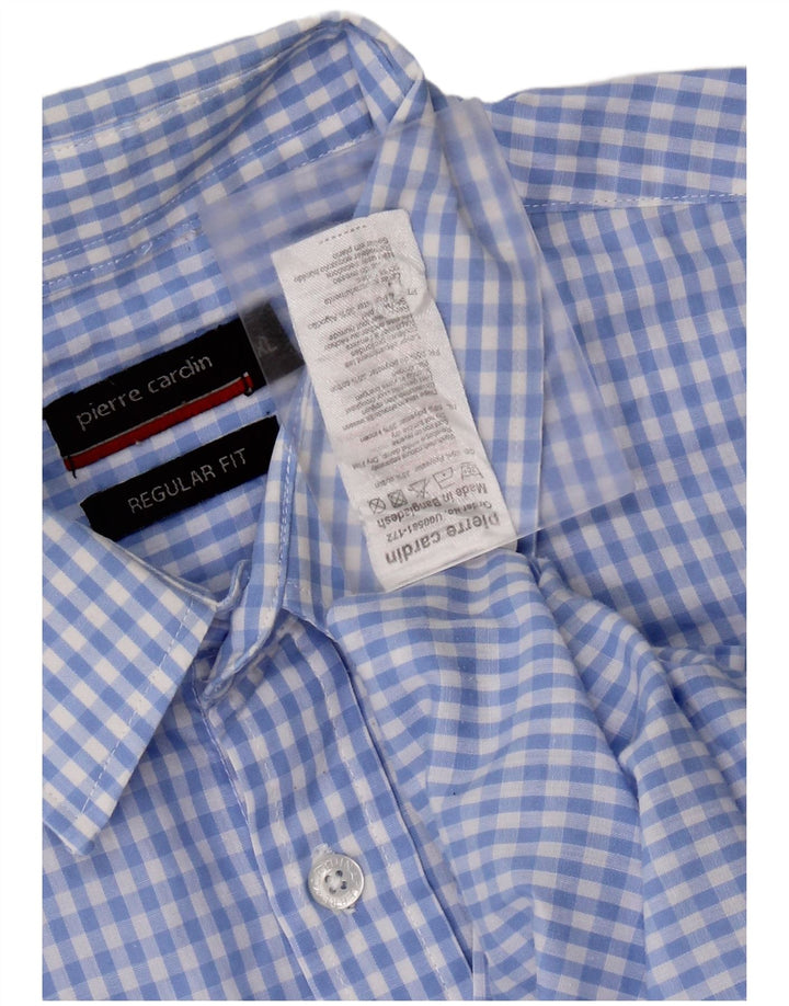PIERRE CARDIN Mens Short Sleeve Regular Fit Shirt XL Blue Gingham