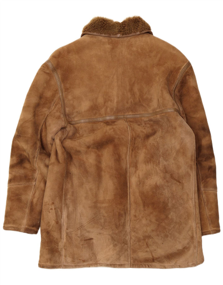 Dibi Mens Shearling Overcoat UK 38 Medium Brown Shearling