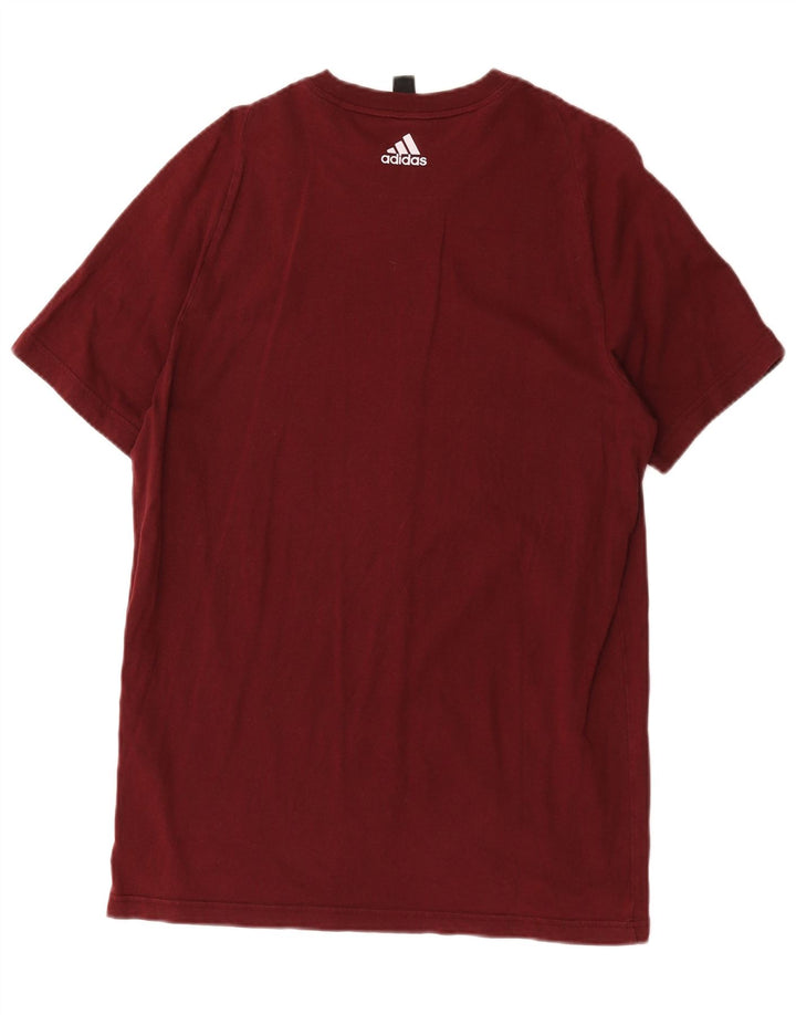 Adidas Mens Graphic T-Shirt Top Medium Burgundy Cotton