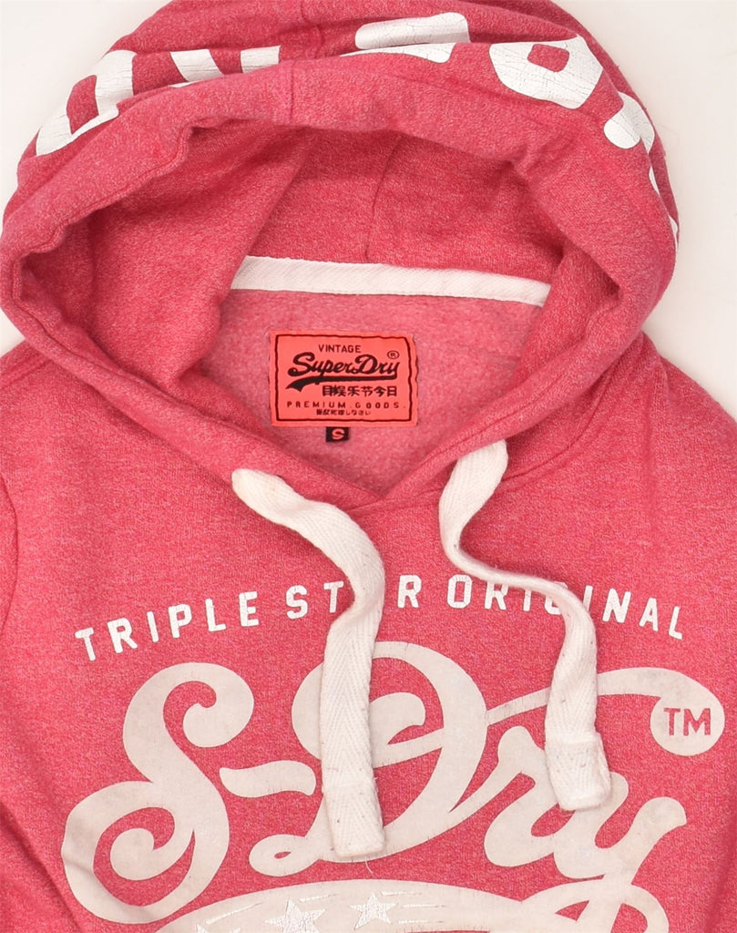 SUPERDRY Womens Graphic Hoodie Jumper UK 10 Small Pink Cotton | Vintage Superdry | Thrift | Second-Hand Superdry | Used Clothing | Messina Hembry 