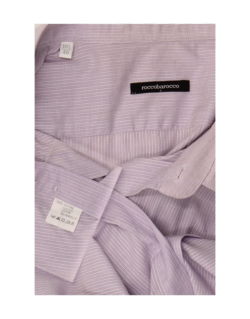 ROCCOBAROCCO Mens Shirt Size 18 1/2 46 2XL Purple Pinstripe Cotton Vintage Roccobarocco and Second-Hand Roccobarocco from Messina Hembry 