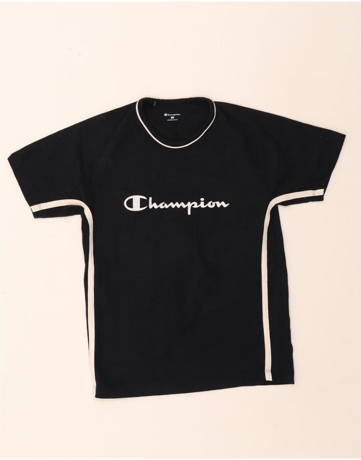 CHAMPION Womens Graphic T-Shirt Top UK 12 Medium Black Cotton Vintage Champion and Second-Hand Champion from Messina Hembry 