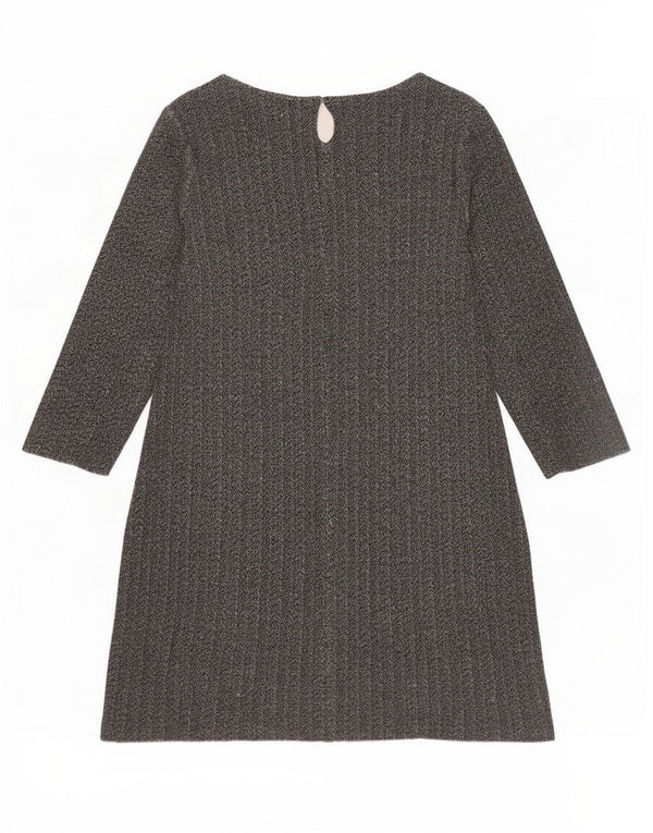 White Stuff Womens 3/4 Sleeve Shift Dress UK 16 Large Grey Herringbone