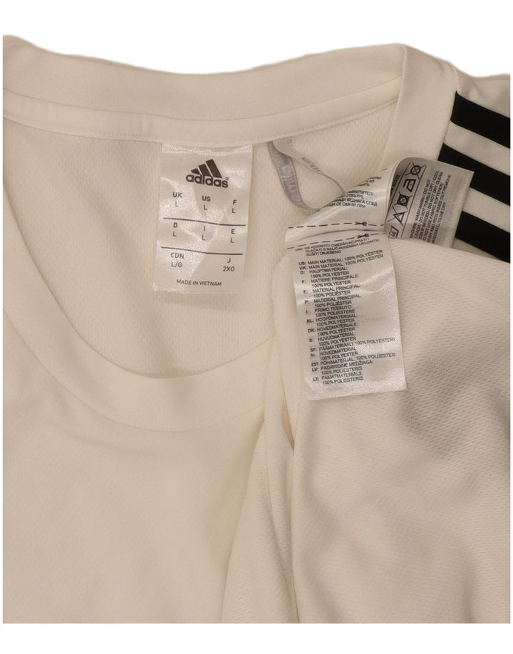 Adidas Mens Climalite T-Shirt Top Large White Colourblock Polyester