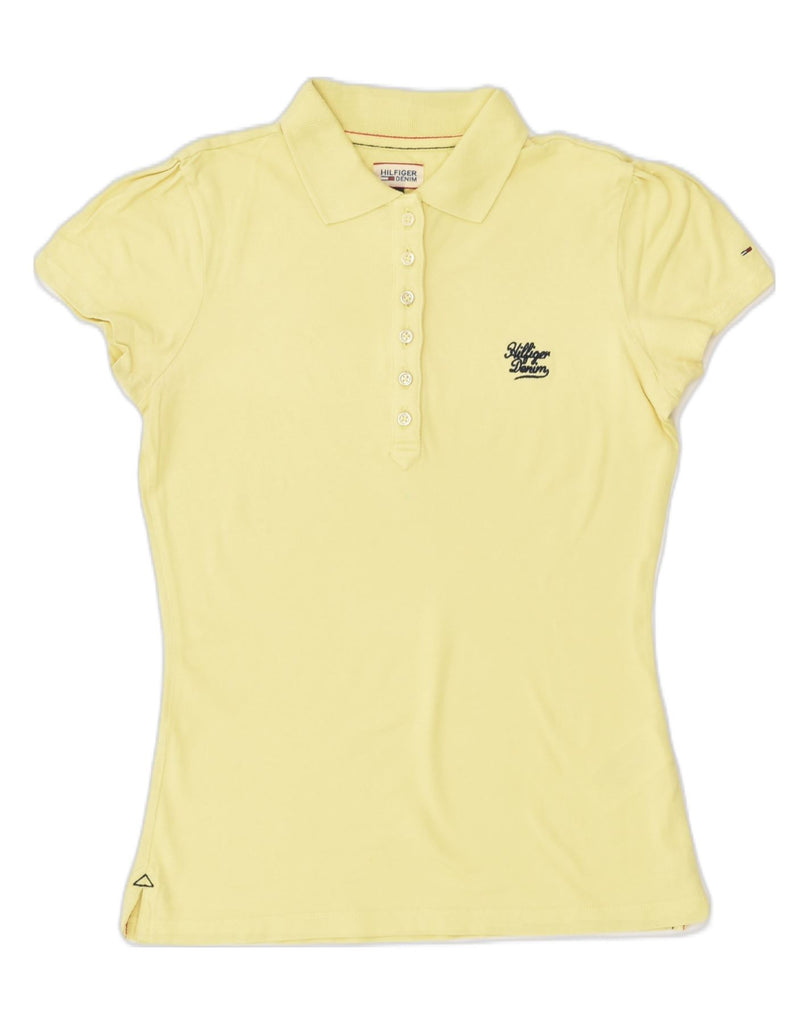 TOMMY HILFIGER Womens Polo Shirt UK 10 Small Yellow Cotton | Vintage Tommy Hilfiger | Thrift | Second-Hand Tommy Hilfiger | Used Clothing | Messina Hembry 