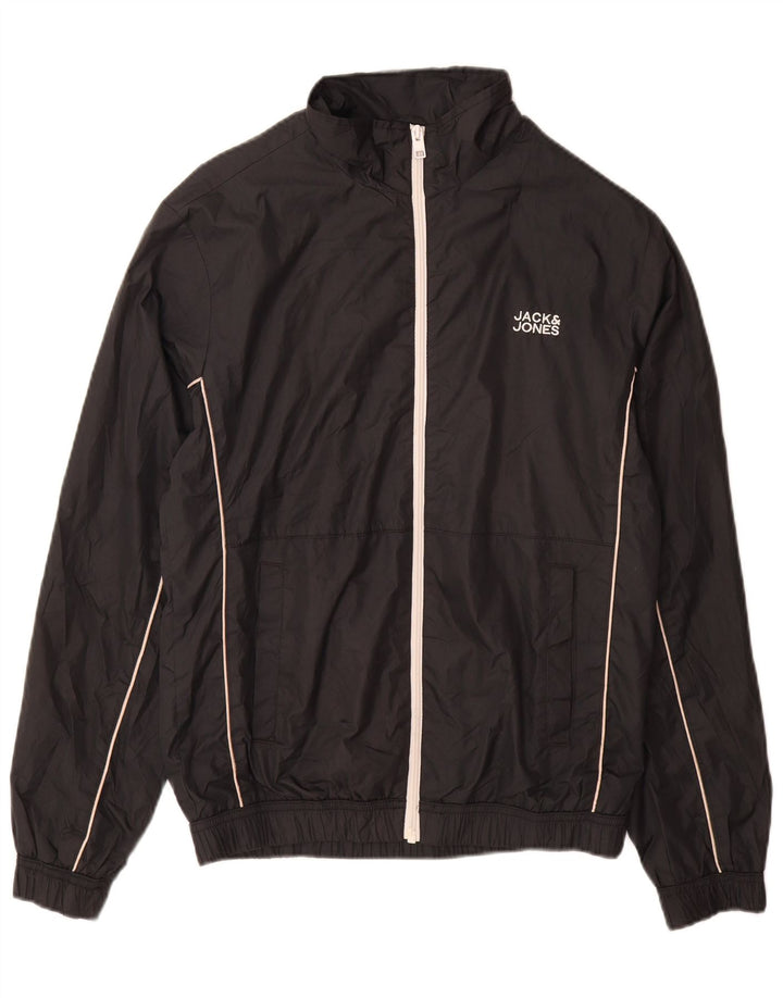 Jack & Jones Mens Tracksuit Top Jacket Medium Black Polyester