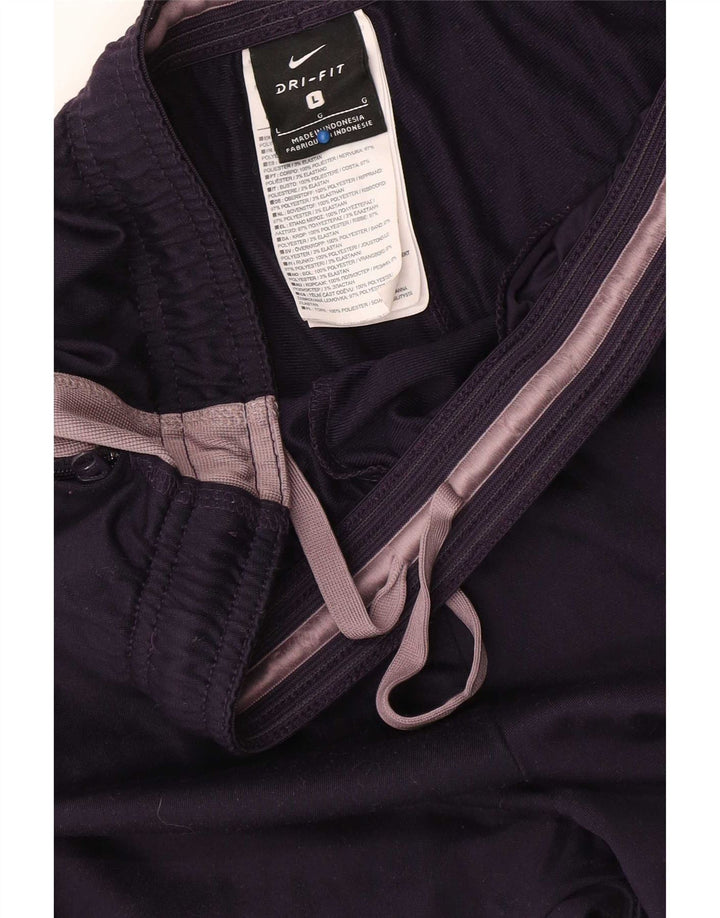 Nike Womens Tracksuit Trousers UK 14 Large Navy Blue Colourblock Polyester