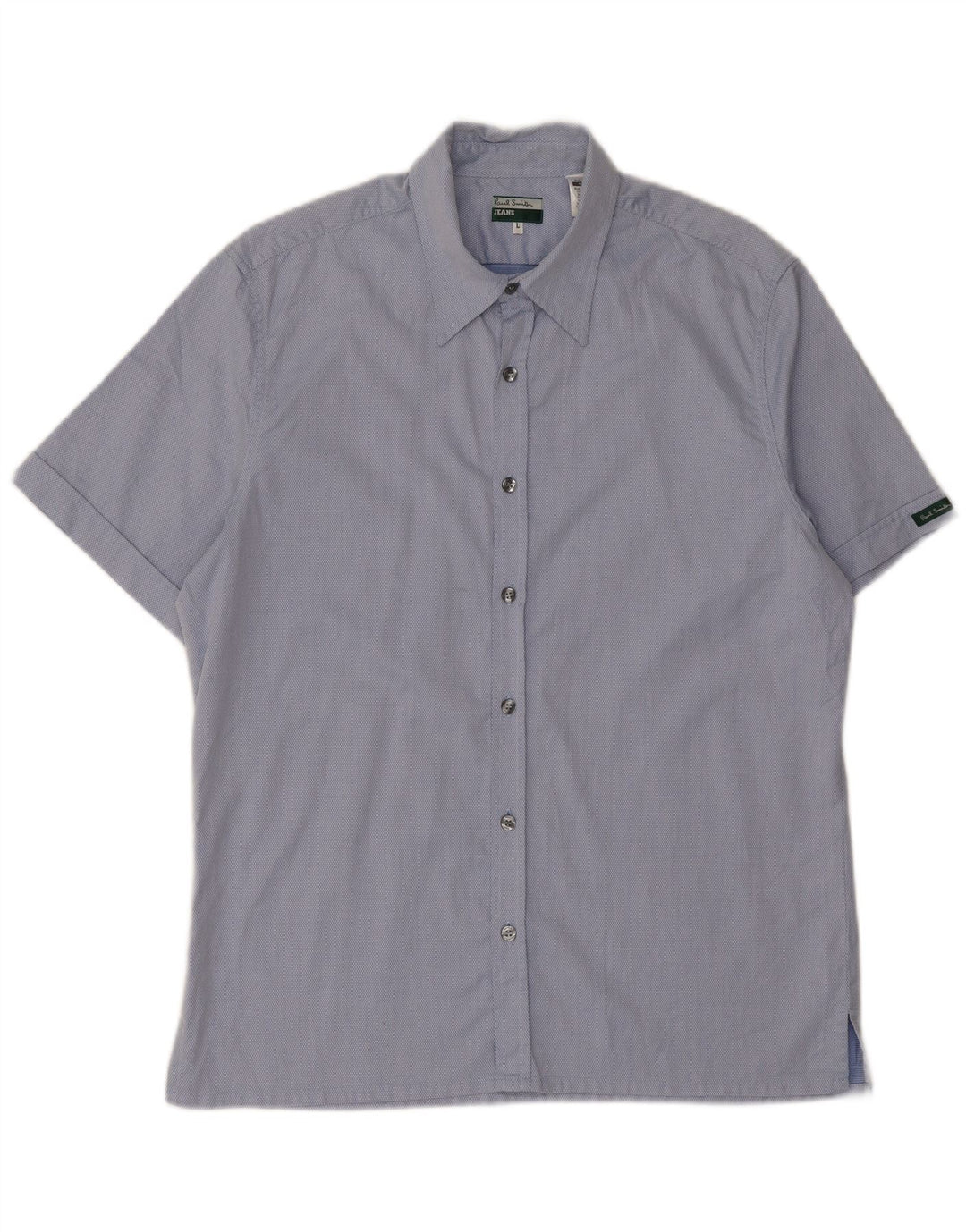 Paul Smith Mens Short Sleeve Shirt Large Blue Spotted Cotton