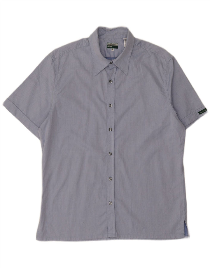 Paul Smith Mens Short Sleeve Shirt Large Blue Spotted Cotton