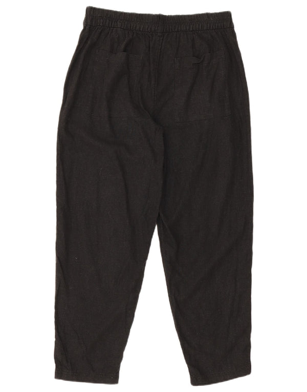Marks & Spencer Womens Tapered Cropped Trousers UK 10 Small W30 L24 Black