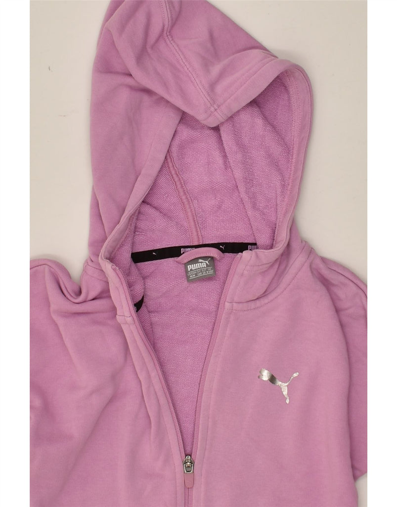 PUMA Girls Graphic Zip Hoodie Sweater 9-10 Years Pink Cotton | Vintage Puma | Thrift | Second-Hand Puma | Used Clothing | Messina Hembry 