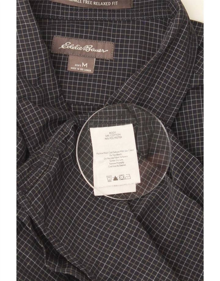 Eddie Bauer Mens Relaxed Fit Shirt Medium Navy Blue Check Cotton