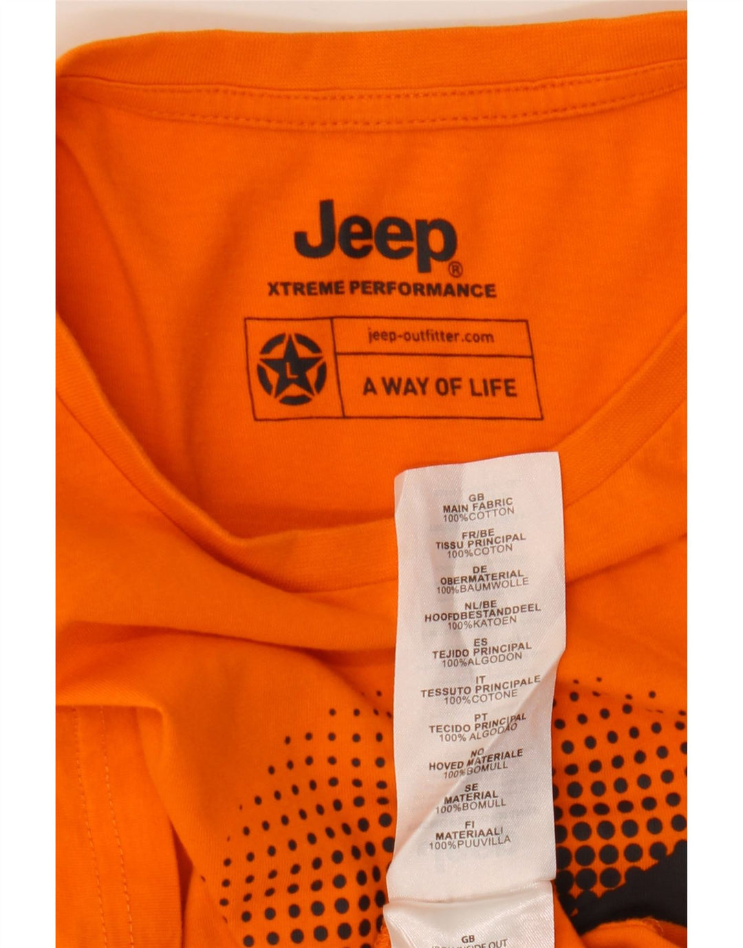 Jeep Mens Graphic T-Shirt Top Large Orange Cotton
