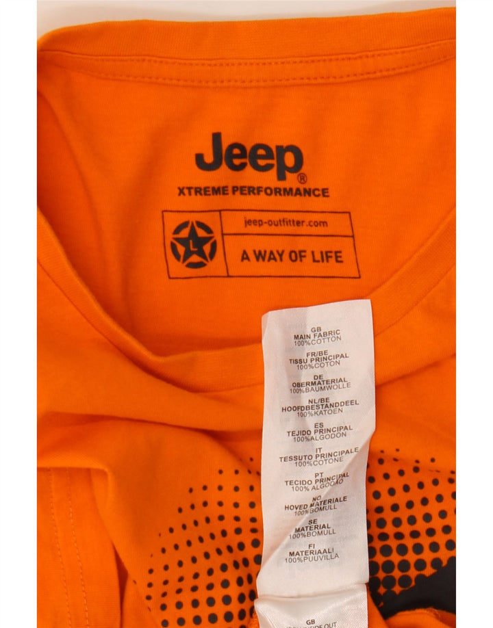 Jeep Mens Graphic T-Shirt Top Large Orange Cotton