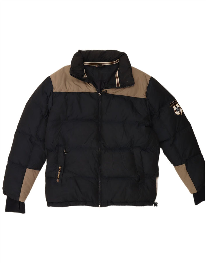 KINGSLAND Mens Padded Jacket UK 42 XL Navy Blue Colourblock Polyester