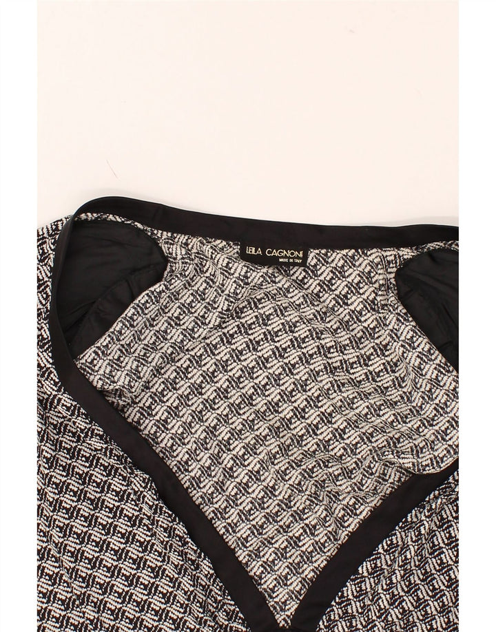 VINTAGE Womens 4 Button Blazer Jacket UK 16 Large Black Check Silk Vintage Vintage and Second-Hand Vintage from Messina Hembry 