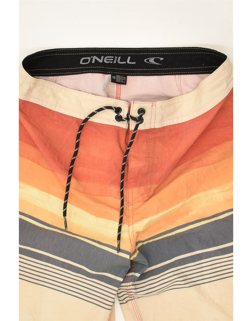 O'NEILL Boys Swimming Shorts 15-16 Years Yellow Striped Polyester | Vintage O'Neill | Thrift | Second-Hand O'Neill | Used Clothing | Messina Hembry 